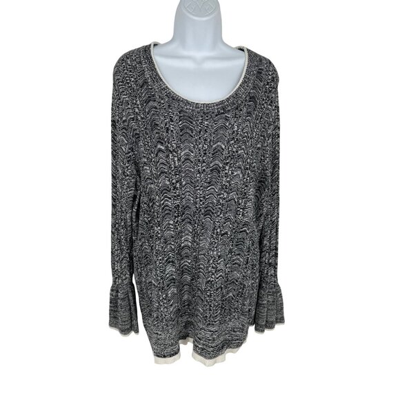 Lane Bryant Womens Black & White Knit Sweater With Flared Cuffs Size 22/24 - Picture 1 of 11